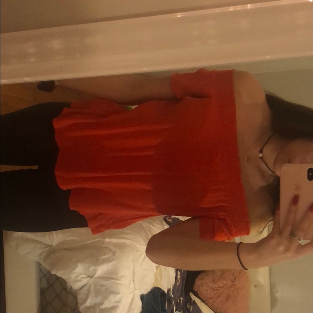 Off the shoulder orange top